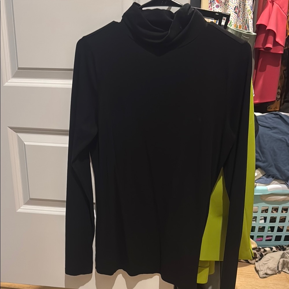 Black Turtleneck Long Sleeve Top